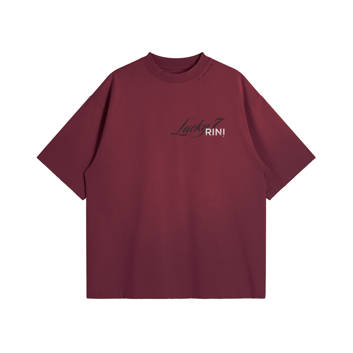 Lucky 7 Burgundy Small Box Tee